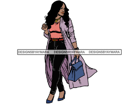 Afro Thick BBW Woman African American Ethnicity Queen Diva Classy Lady Beautiful Big And Bougie  PNG JPG EPS Vector Clipart