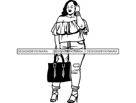 Afro Beautiful Black Woman SVG BBW Big And Bougie African American Ethnicity Queen Diva Classy Lady  .SVG .EPS .PNG Vector Clipart Cricut Circuit Cut Cutting