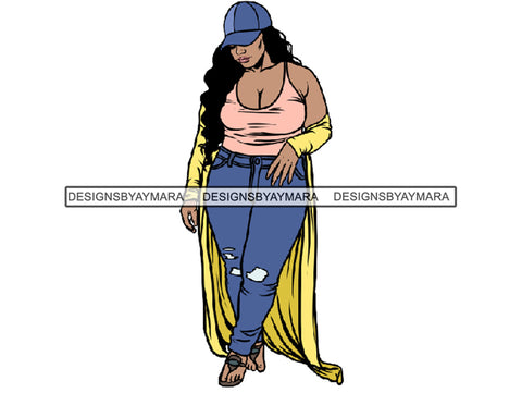 Afro Thick BBW Woman African American Ethnicity Queen Diva Classy Lady Beautiful Big And Bougie  PNG JPG EPS Vector Clipart