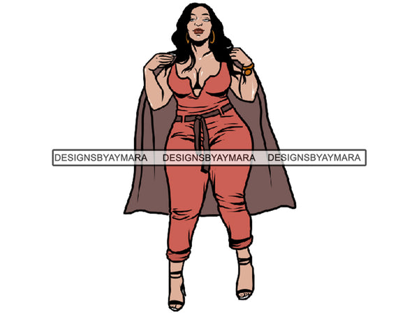Afro Thick BBW Woman African American Ethnicity Queen Diva Classy Lady Beautiful Big And Bougie  PNG JPG EPS Vector Clipart