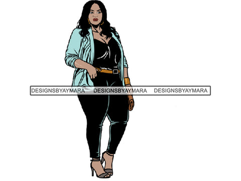 Afro Thick BBW Woman African American Ethnicity Queen Diva Classy Lady Beautiful Big And Bougie  PNG JPG EPS Vector Clipart