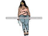 Afro Thick BBW Woman African American Ethnicity Queen Diva Classy Lady Beautiful Big And Bougie  PNG JPG EPS Vector Clipart