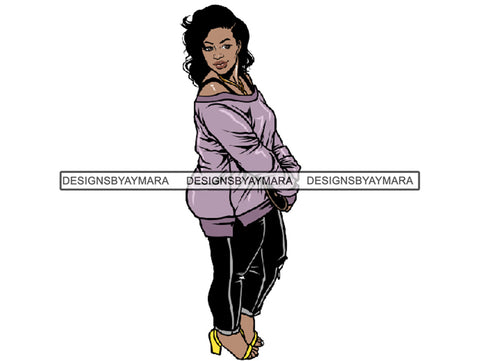 Afro Thick BBW Woman African American Ethnicity Queen Diva Classy Lady Beautiful Big And Bougie  PNG JPG EPS Vector Clipart