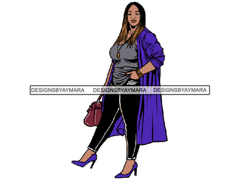 Afro Thick BBW Woman African American Ethnicity Queen Diva Classy Lady Beautiful Big And Bougie  PNG JPG EPS Vector Clipart