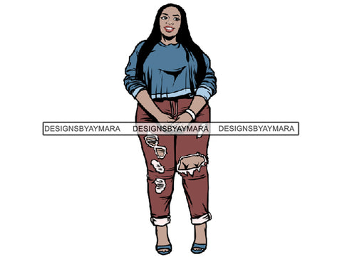 Afro Thick BBW Woman African American Ethnicity Queen Diva Classy Lady Beautiful Big And Bougie  PNG JPG EPS Vector Clipart
