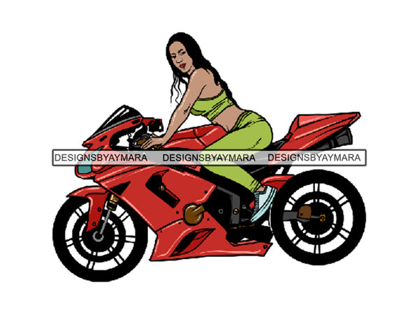 Sexy Biker Girl Woman Riding Motorcycle  JPG PNG Clipart Cricut Silhouette Cut Cutting