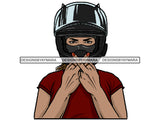 Biker Girl Woman Wearing Helmet  JPG PNG Clipart Cricut Silhouette Cut Cutting