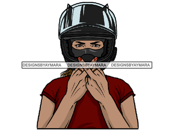 Biker Girl Woman Wearing Helmet  JPG PNG Clipart Cricut Silhouette Cut Cutting