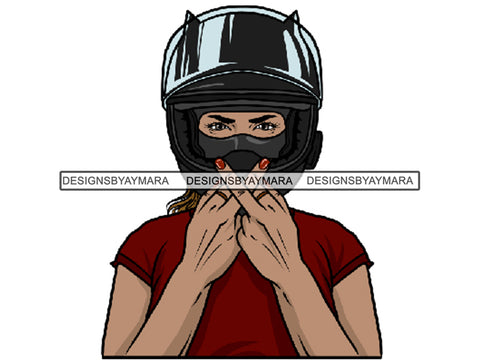Biker Girl Woman Wearing Helmet  JPG PNG Clipart Cricut Silhouette Cut Cutting