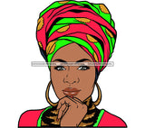 Afro Woman Turban Head Wrap Scarf Headscarf Nubian Queen Melanin Popping Female Lady Color Design Element Melanin Popping Female Lady SVG JPG PNG Vector Clipart Cricut Cutting Files