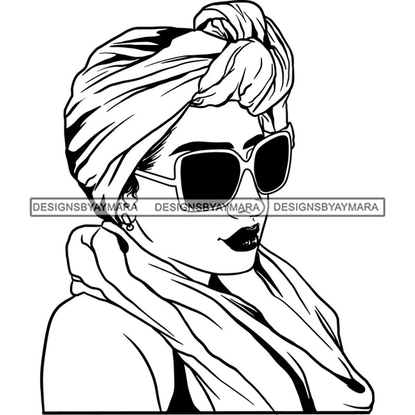 Bundle 20 Beautiful Woman Turban Head Wrap Hairstyle SVG Files For Cutting and More!