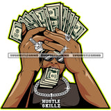 Gangster Man Holding Money Vector Money Bundle On Mouth Wearing Dimond Chain And Ring Color Design Element Sunglass SVG JPG PNG Vector Clipart Cricut Cutting Files