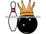 Bowling King Winner Sport Champion Varsity Player Game Ball Crown Gold Strike Trophy Tournament .PNG .SVG Clipart Vector Cricut Cut Cutting