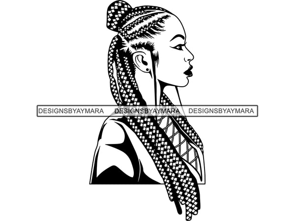 Afro Woman SVG Braids Dreads Hairstyle Nubian Melanin Black Queen African American Ethnicity .SVG .EPS .PNG Vector Clipart Cricut Circuit Cut Cutting