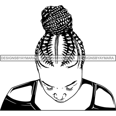 Afro Woman Braids Dreads Dreadlocks Hairstyle SVG Cut Files For Silhouette and Cricut