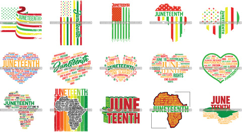 Bundle 15 Juneteenth Flags Heart Love Pride Freedom SVG Cut Files For Silhouette Cricut and More!
