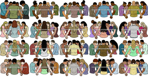 Bundle 20 Group Of People Praying Together Equality Freedom Love Woman Man Young People Prayers Pray   SVG Cutting Files For Silhouette Cricut and More