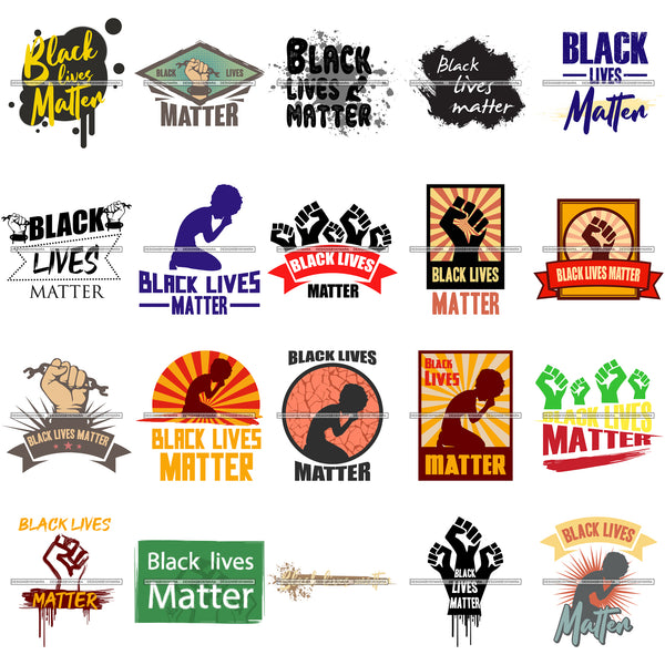 Bundle 20 Black Lives Matter Humanity Social Protest Justice Racism Movement SVG PNG JPG Vector Cutting Files