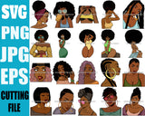 Bundle 20 Black Queen Hipster Fashion Bamboo Earrings Model Boss Lady Nubian Queen Melanin SVG Cutting Files For Silhouette Cricut and More