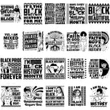 Bundle 20 Black History Month Quotes Vector Designs Elements Logo .SVG Cut Files For Silhouette Cricut and More!
