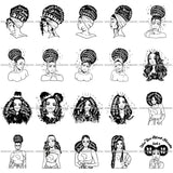 Bundle 20 Afro Woman Hair Quotes Black Girl Magic Goddess Diva Black Queen Melanin Popping Messy Bun SVG Cut Files For Silhouette Cricut and More!