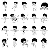 Bundle 20 Afro Cute Sexy Betty Sensual Curvy Boss Lady Big Eyes Queen Melanin Curly Afro Hair Style SVG PNG JPG Cutting Files For Silhouette Cricut More