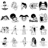 Bundle 20 Cute Girl Princess Best Friends Sunflower Nubian Goddess Designs For T-Shirt and Other Products SVG PNG JPG Cutting Files For Silhouette Cricut and More!