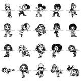 Bundle 20 Cute Girl Cartoon Character Dancing Hip Hop Style Dancer BW SVG PNG JPG Cutting Files For Silhouette Cricut and More!