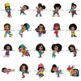 Bundle 20 Cute Girl Cartoon Character Dancing Hip Hop Style Dancer SVG PNG JPG Cutting Files For Silhouette Cricut and More!