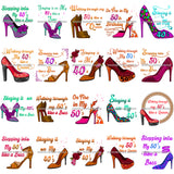 Bundle 20 Birthday Designs Stepping Into My 50's 40's Diva High Heels Quotes PNG JPG Cutting Files Silhouette Cricut