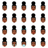 Bundle 20 Afro Melanin Afro Puff Hairstyle Emoji Face Designs Element PNG JPG Cut Files For Silhouette Cricut and More!