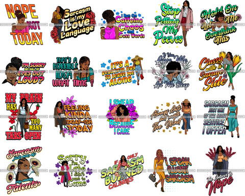 Bundle 20 Sarcasm Diva Quotes Melanin Queen Brown Sugar Dope Ebony .SVG Cut Files For Silhouette Cricut and More!