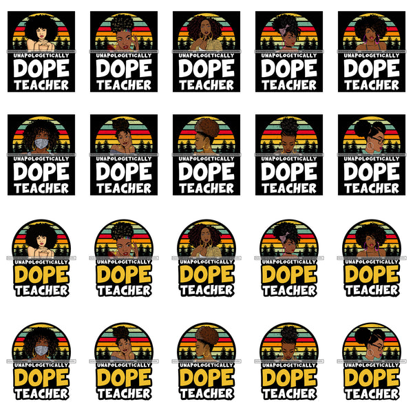 Bundle 20 Dope Teacher School Education Respect Love Sacrifice Hard Work PNG JPG SVG Cutting Files For Silhouette Cricut and More!