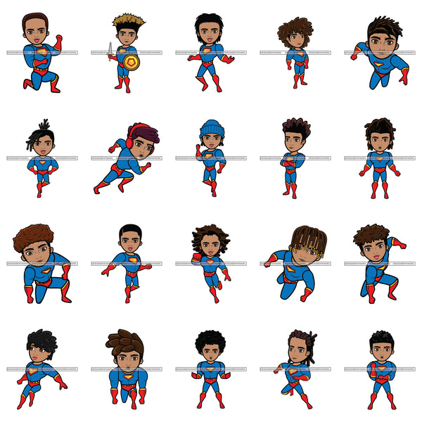Bundle 20 Super Hero Boy Superhero Cape Strong Power Kids Child Toddler Cute SVG PNG JPG Cutting Files For Silhouette Cricut Cut Cutting