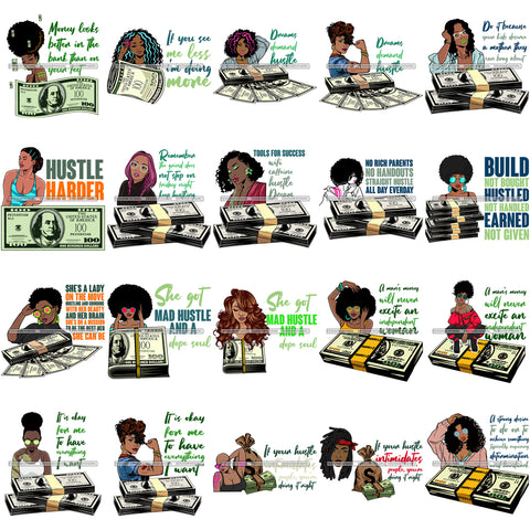 Bundle 20 Afro Badass Goddess Hustle Woman Money Maker .SVG Cutting Files For Silhouette and Cricut and More!
