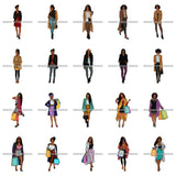 Bundle 20 Designs Fashion Woman Glamour Shopping Bags Melanin Nubian Unique African American Graphics PNG JPG Cutting Files Silhouette Cricut