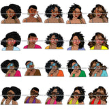 Bundle 20 Afro Lola Wearing Fashion Big Glasses Hipster Woman Lady Nubian Queen Melanin Popping SVG Cutting Files For Silhouette Cricut and More