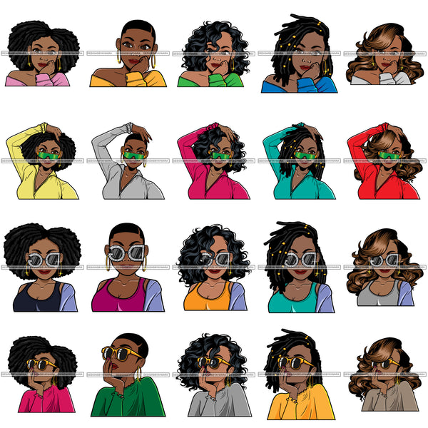 Bundle 20 Afro Lola Black Woman Cool Fashion Glasses Diva Melanin Black Girl Magic .SVG Cut Files For Silhouette Cricut and More!