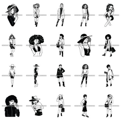 Bundle 20 Classy Lola Fashion Model Sexy Outfits Clothes Fashionista Glamour Diva PNG JPG SVG Cutting Files For Silhouette Cricut and More!