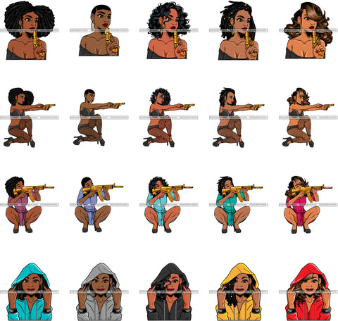 Bundle 20 Gangster Lola Caring Hand Gun Protection Melanin Queen Brown Sugar Dope Diva Middle Finger  .SVG Cut Files For Silhouette Cricut and More!