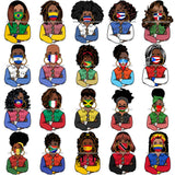 Bundle 20 Different Country Afro Divas Wearing Mask Proud Roots Pretty Women Commercial License Included! .SVG Cutting Files For Silhouette and Cricut and More!