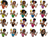 Bundle 20 Afro Lola Taking A Selfie Peace Sign Beautiful Black Woman SVG Cutting Files For Silhouette Cricut and More