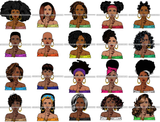 Bundle 20 Afro Lola Don't Say Nothing Beautiful Face Model Beauty Trendy Girl Glamour Vogue .SVG Clipart Vector Cutting Files For Silhouette Cricut and More!