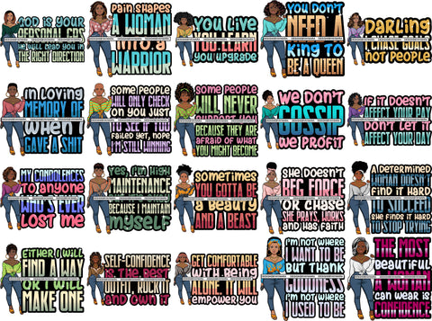 Bundle 20 Afro Lola Boss Classy Lady Life Quotes Beautiful Black Woman SVG Cutting Files For Silhouette Cricut and More