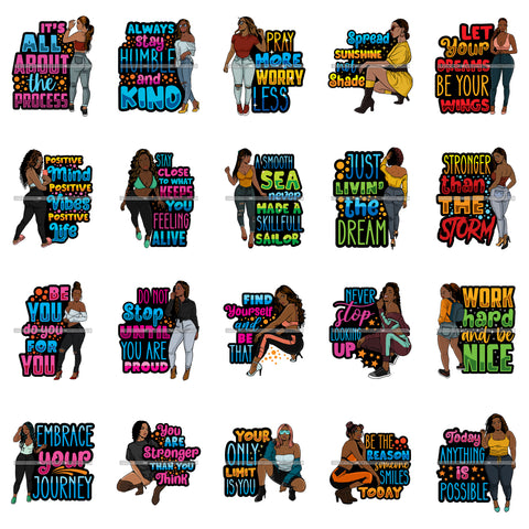 Bundle 20 Positive Vibes Life Quotes Melanin Queen Brown Sugar Dope Diva .SVG Cut Files For Silhouette Cricut and More!