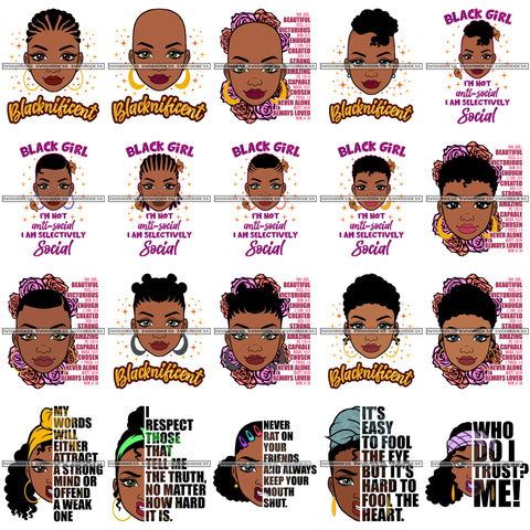Bundle 20 Blacknificent Black Queen I'm Not Antisocial SVG Cutting Files For Silhouette and Cricut and More!