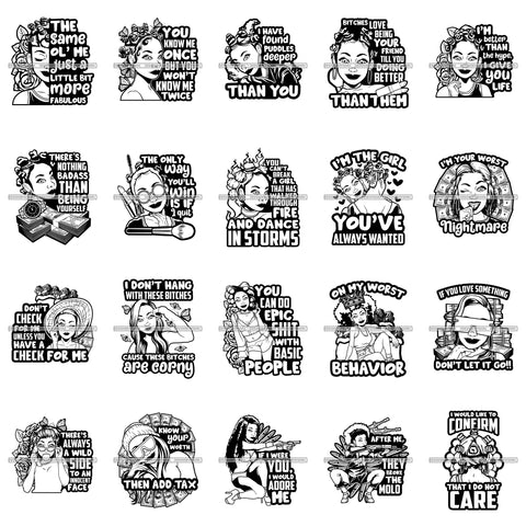 Bundle 20 Bantu Knots Hairstyle Life Quotes I'm The Girl You Always Wanted Designs For T-Shirt and Other Products SVG PNG JPG Cutting Files For Silhouette Cricut and More!