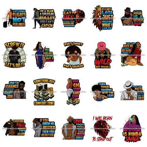 Bundle 20 Hustler Woman Man I Was Born To Stand Out Quotes Melanin Black Girl Magic Nubian SVG PNG JPG Cutting Files For Silhouette Cricut and More!