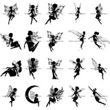 Bundle 20 Afro Silhouette Fairy Wings Fantasy Flying .SVG Cut Files For Silhouette Cricut and More!