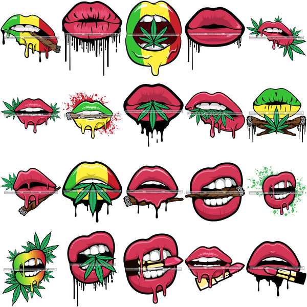 Bundle 20 Sexy Dripping Marijuana Cannabis Blunt Joint Lips Cosmetology Lipstick Cosmetics Makeup Lip Bite Balm Gloss Glam Style .SVG Cut Files For Silhouette Cricut and More!